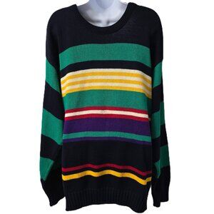 Jantzen Knit Dad Sweater M Men Nautical Stripe Red Green Preppy Vintage 90s USA